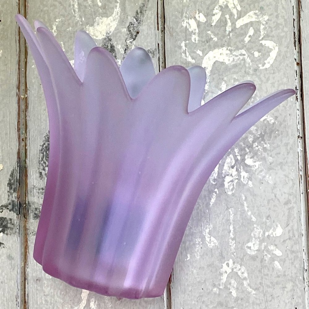 𝅺FROSTED Amethyst Purple 12 Petal Tulip Candle Holder by Partylite EUC